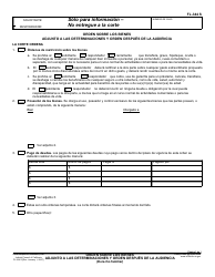 Document preview: Formulario FL-344 S Orden Sobre Los Bienes Adjunto a Las Determinaciones Y Orden Despues De La Audiencia - California (Spanish)