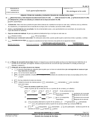 Formulario FL-341 S &quot;Adjunto - Orden De Custodia Y Visitacion (Horario De Crianza) De Los Hijos&quot; - California (Spanish)