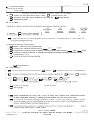 Form FL-343 Spousal, Partner, or Family Support Order Attachment - California