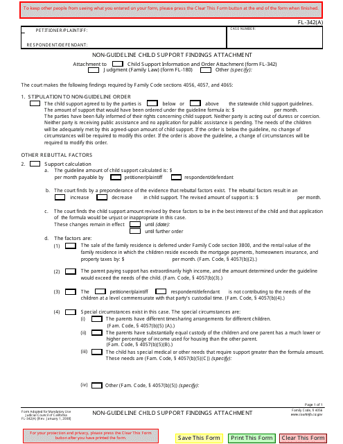 Form FL-342(A)  Printable Pdf