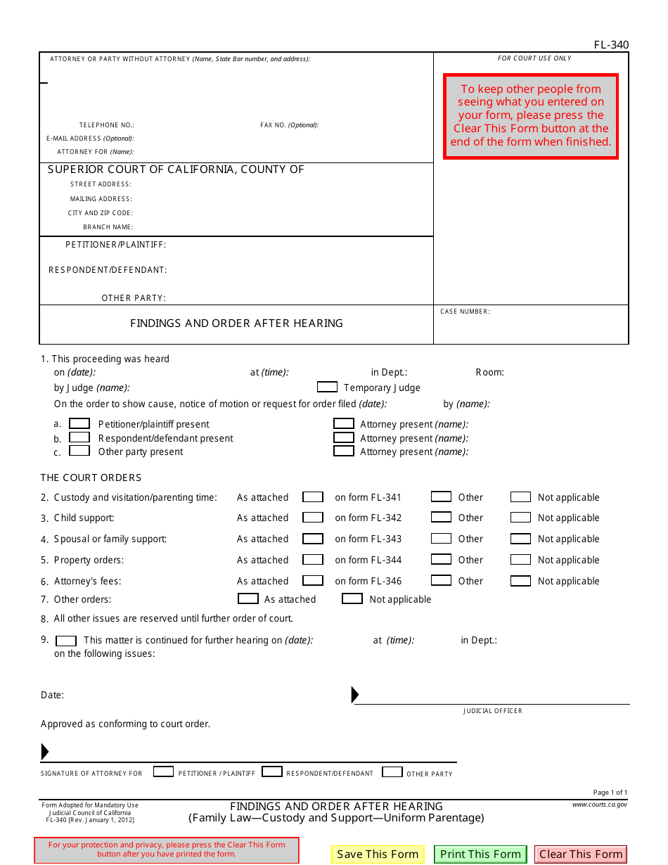 Fl 340 Fillable Form Printable Forms Free Online