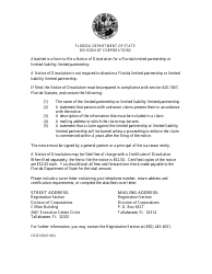 Form CR2E108 Notice of Dissolution for Florida Limited Partnership or Limited Liability Limited Partnership - Florida