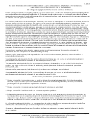 Formulario FL-285 S Declaracion Que Responde a Peticion Para Anular Numero De La Causa: Declaracion Voluntaria De Paternidad - California (Spanish), Page 2