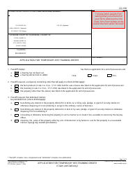 Form CD-190 Application for Temporary Restraining Order - California