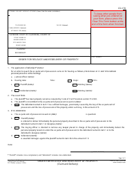 Document preview: Form CD-170 Order for Release and Redelivery of Property - California