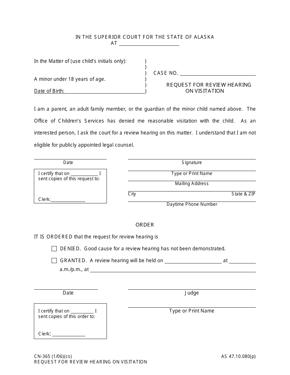Form CN-365 - Fill Out, Sign Online and Download Printable PDF, Alaska ...