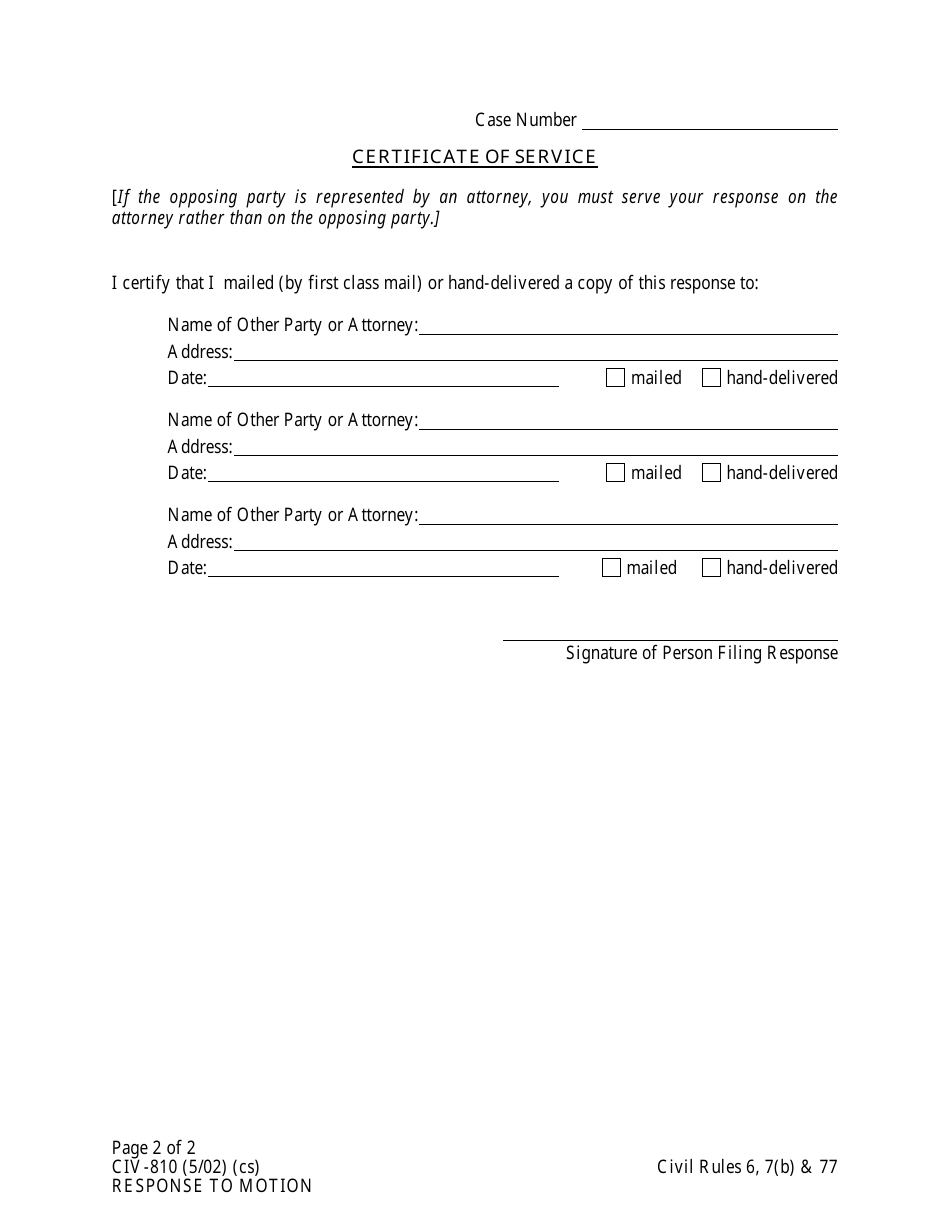 Form CIV-810 - Fill Out, Sign Online and Download Fillable PDF, Alaska ...