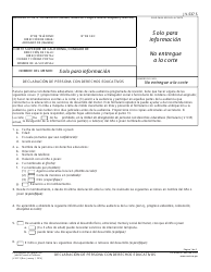 Document preview: Formulario JV-537 S Declaracion De Persona Con Derechos Educativos - California (Spanish)