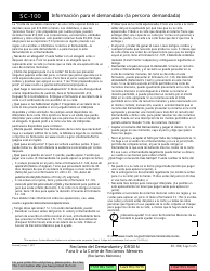 Form SC-100 Plaintiff&#039;s Claim and Order to Go to Small Claims Court - California (English/Spanish), Page 5