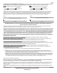 Form FL-663 T Stipulation and Order for Joinder of Other Parent (Governmental) - California (Tagalog), Page 2