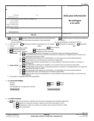 Document preview: Formulario FL-250 S Fallo (Paternidad Uniforme - Custodia Y Manutencion) - California (Spanish)