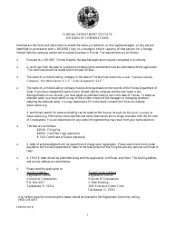 Form CR2E055 Application by Foreign Limited Liability Company to File Amendment to Certificate of Authority to Transact Business in Florida - Florida
