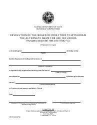 Form CR2E124 Resolution of the Board of Directors to Withdraw the Alternate Name for Use in Florida - Florida, Page 2