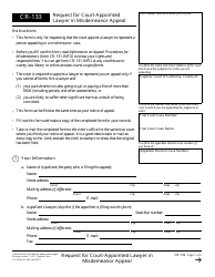 Document preview: Form CR-133 Request for Court-Appointed Lawyer in Misdemeanor Appeal - California