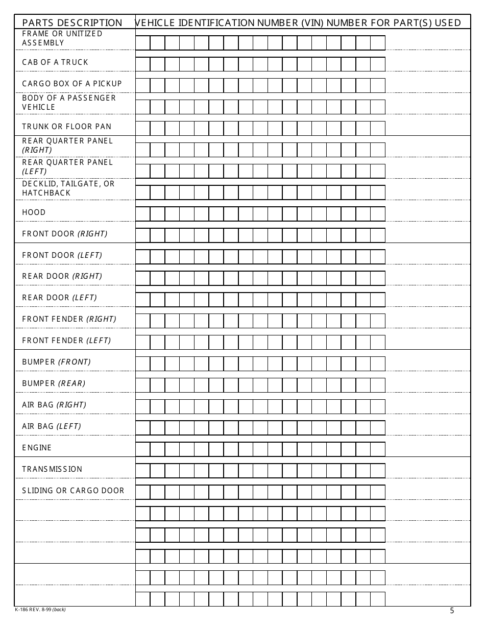 Form B-256 Salvage Inspection Information Sheets - Connecticut, Page 5