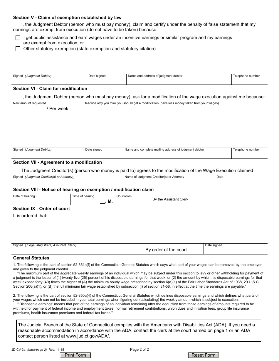 Form JD-CV-3A - Fill Out, Sign Online and Download Fillable PDF ...