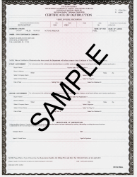 Document preview: Sample Form HSMV82013 Certificate of Destruction - Florida