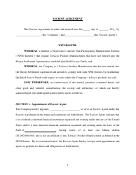 Escrow Agreement Form - Delaware
