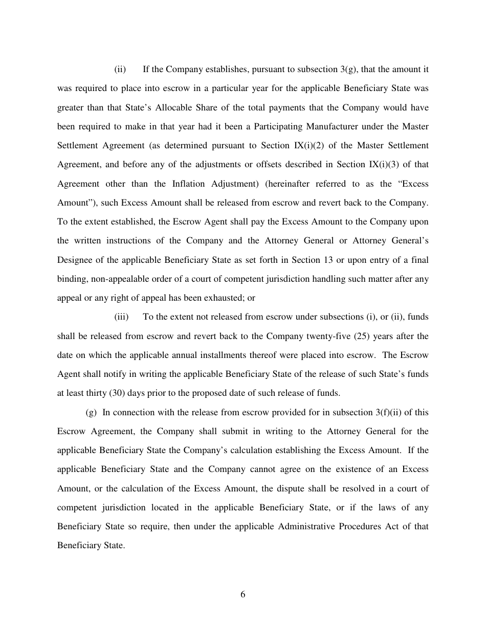 Escrow Agreement Form - Delaware, Page 6