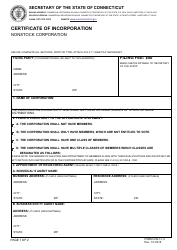 Form CIN-1-1.0 &quot;Certificate of Incorporation - Nonstock Corporation&quot; - Connecticut