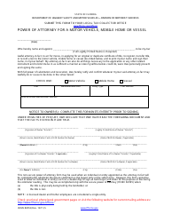 Form HSMV82053 &quot;Power of Attorney for a Motor Vehicle, Mobile Home or Vessel&quot; - Florida