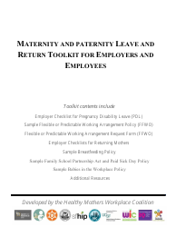 Maternity and Paternity Leave and Return Toolkit for Employers and Employees - Healthy Mothers Workplace Coalition - California