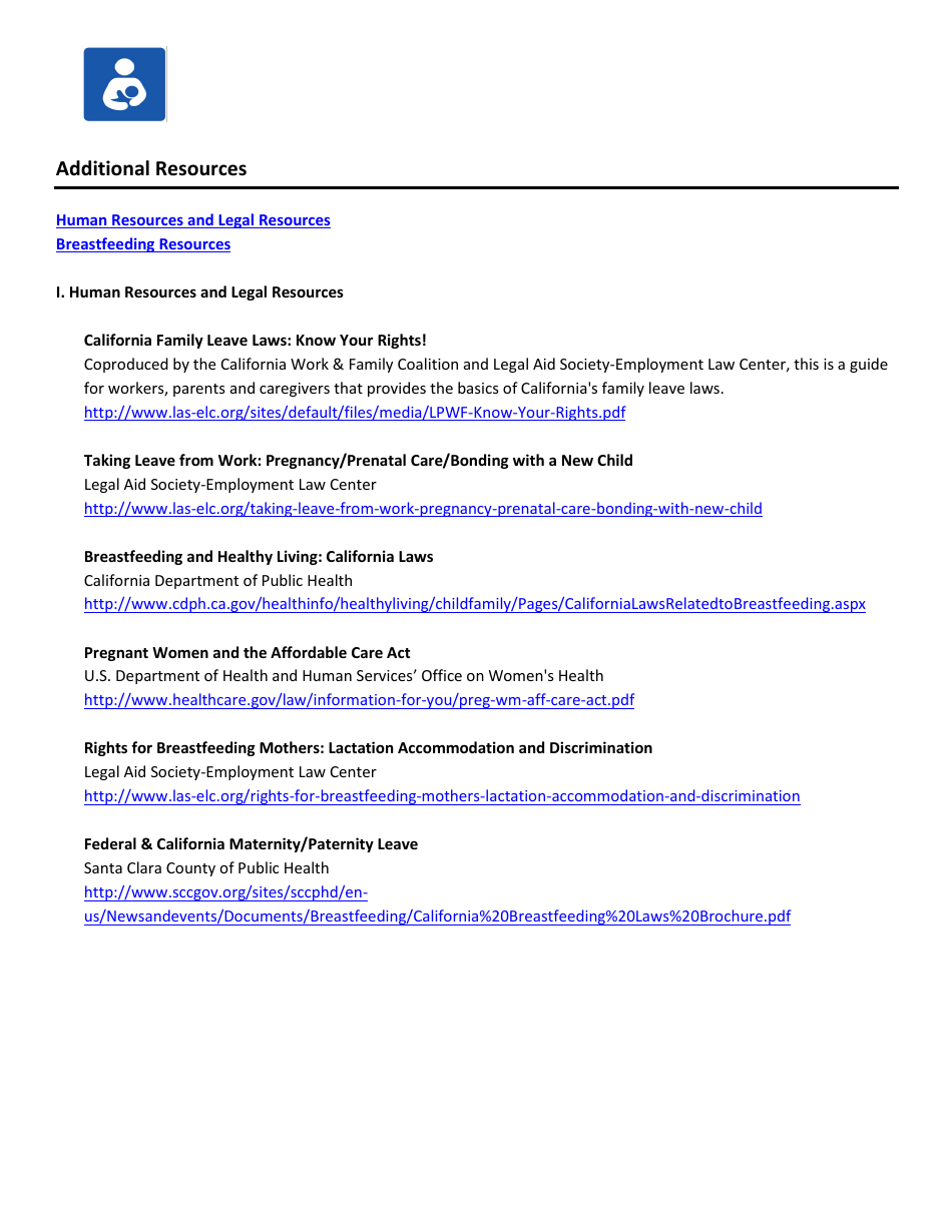 Maternity and Paternity Leave and Return Toolkit for Employers and Employees - Healthy Mothers Workplace Coalition - California, Page 24