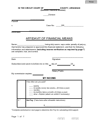 Affidavit of Financial Means - Arkansas