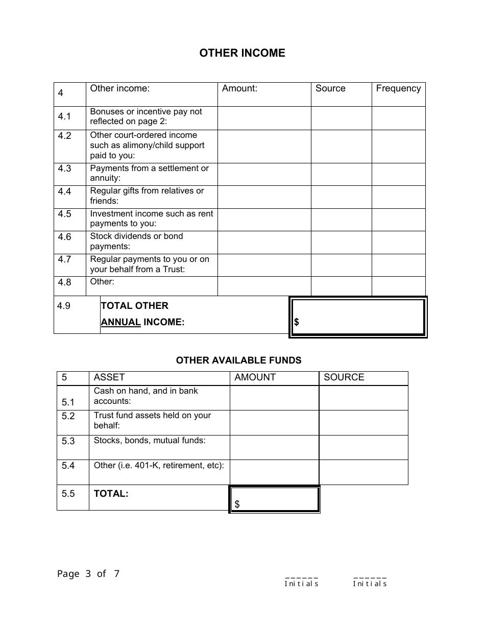 Affidavit of Financial Means - Arkansas, Page 3
