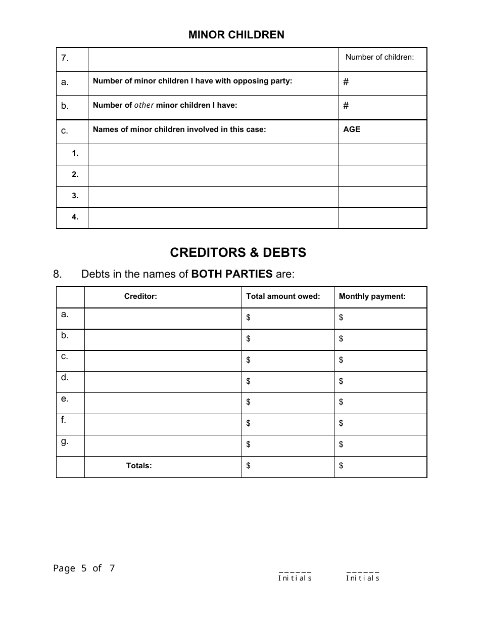 Affidavit of Financial Means - Arkansas, Page 5