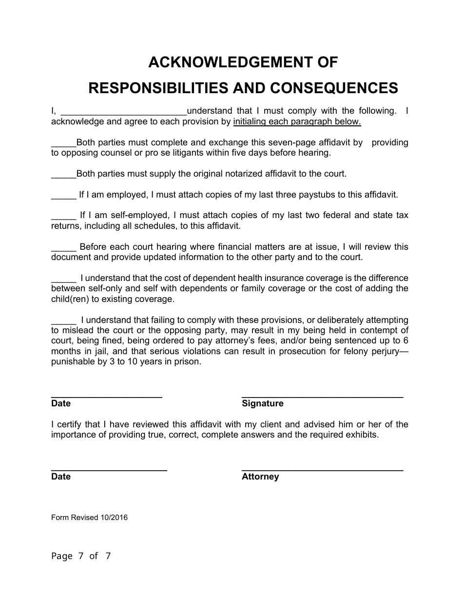 Affidavit of Financial Means - Arkansas, Page 7