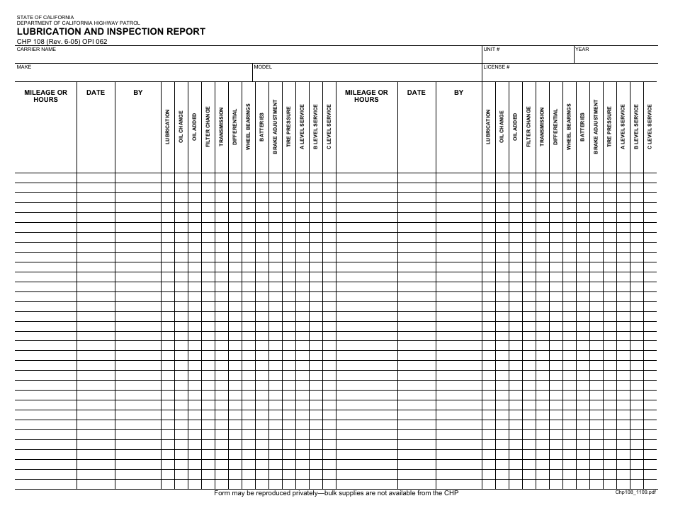 Form CHP108 - Fill Out, Sign Online and Download Fillable PDF ...