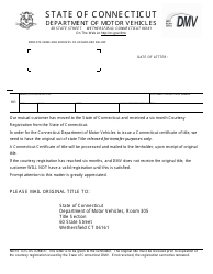 Document preview: Courtesy Registration Title Request - Connecticut