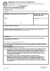Document preview: Form CFRI-1-1.0 Certificate of Redomestication - Insurance Company Redomestication to Connecticut - Connecticut