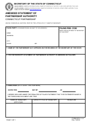 Document preview: Form GPA-1-1.0 Amended Statement of Partnership Authority - Connecticut Partnership - Connecticut