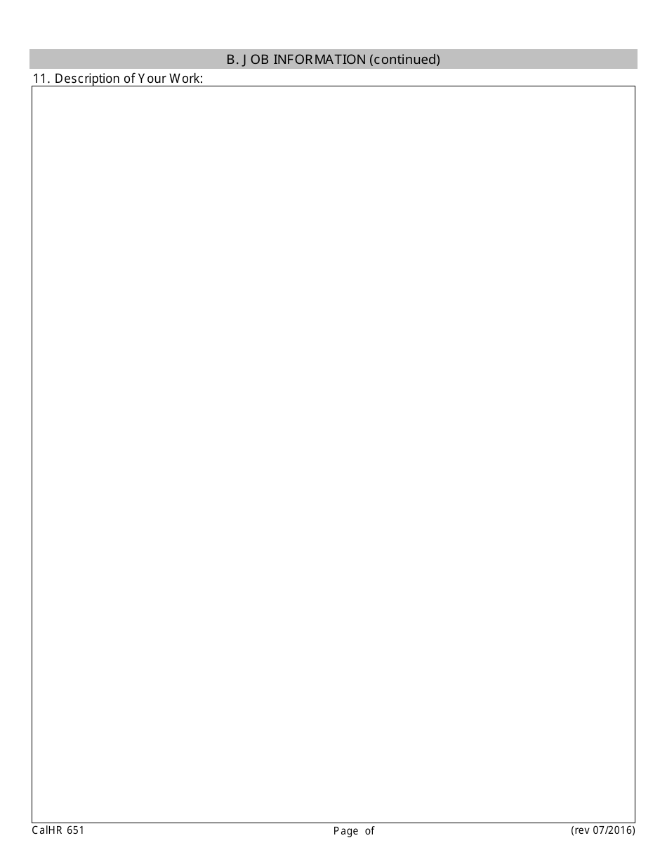 Form CALHR651 Job Description Form - California, Page 3
