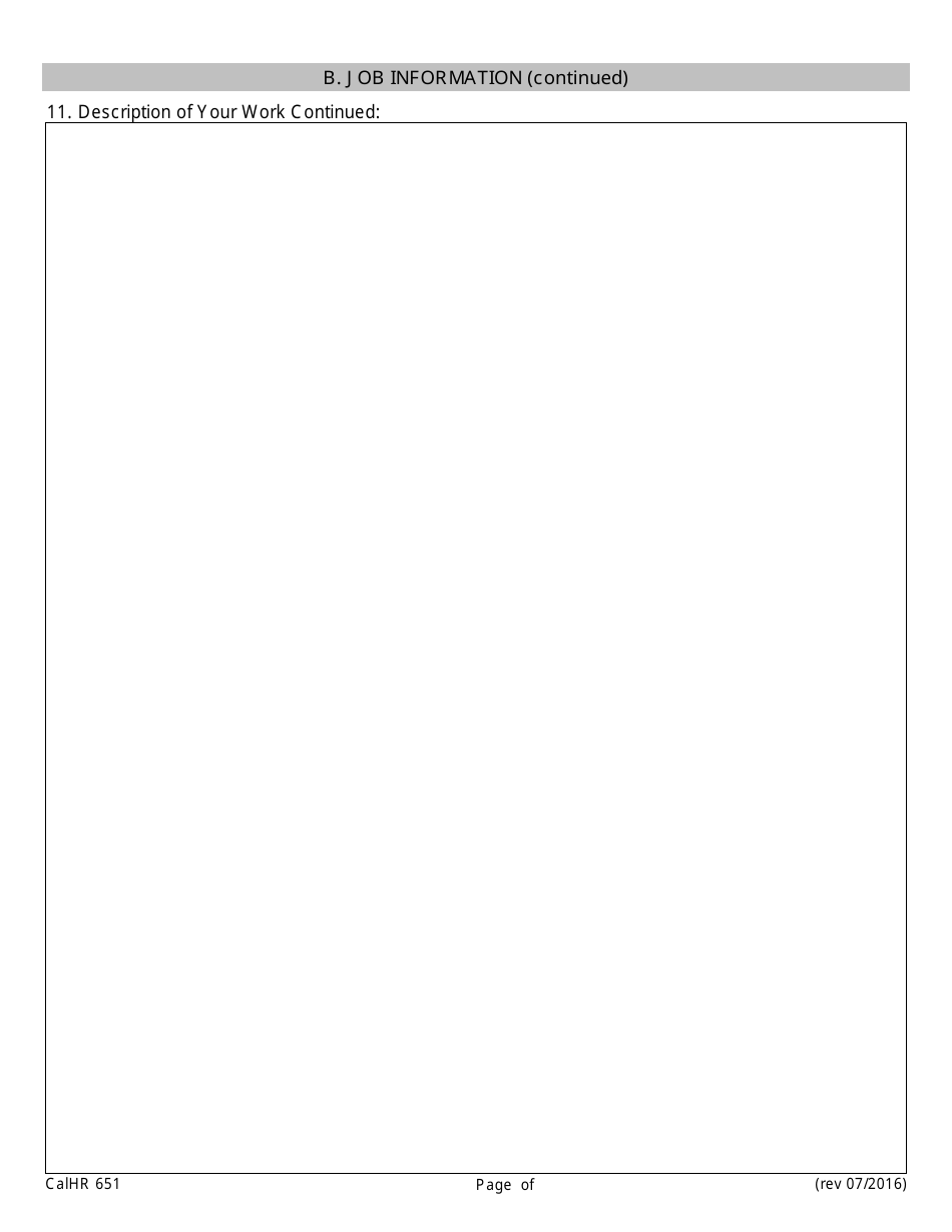 Form CALHR651 Job Description Form - California, Page 4