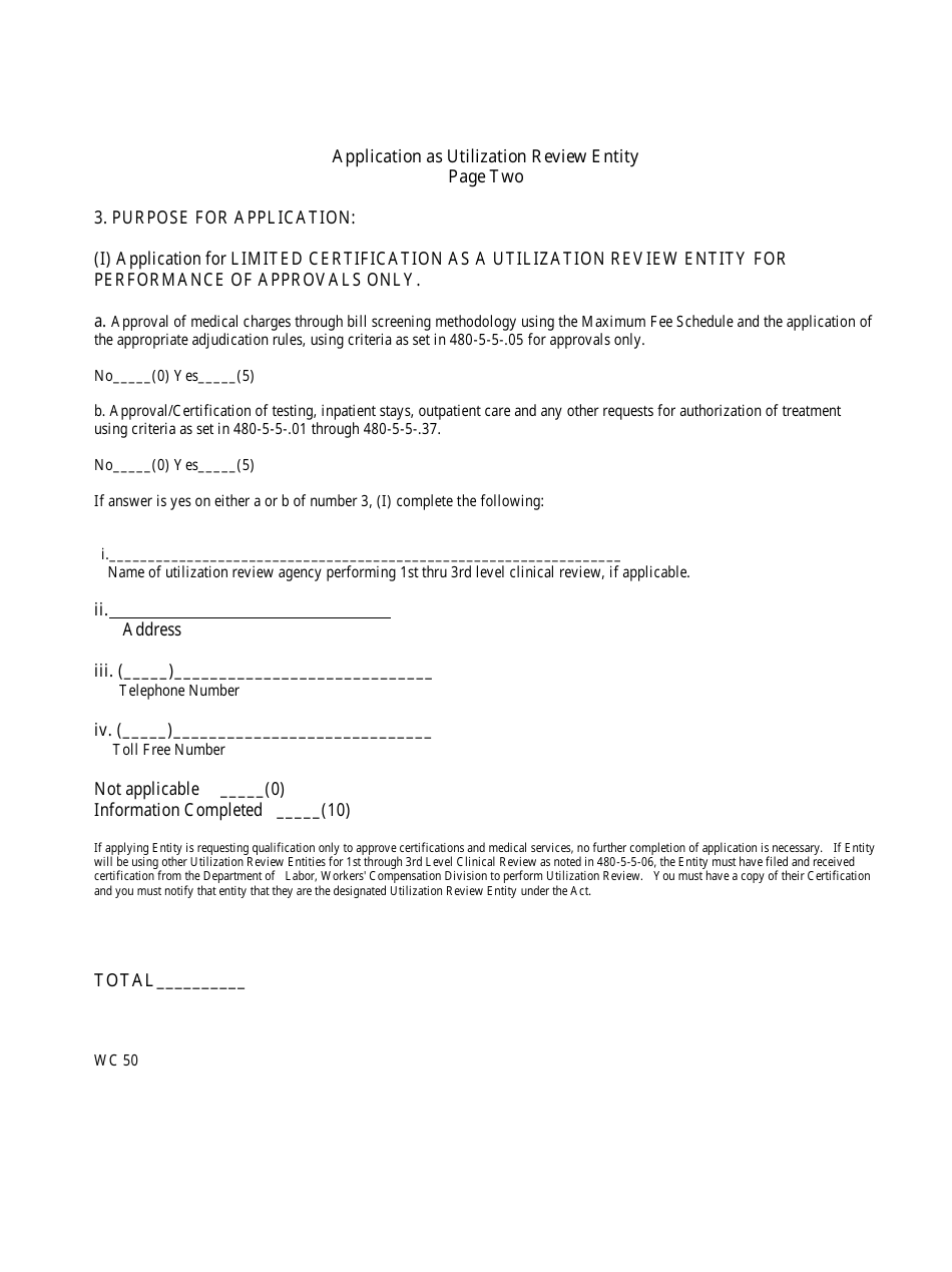 Form WC50 Application for Certification for Bill Screening - Alabama, Page 3