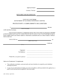Document preview: Form ABC-128 Protestant's / Complainant's Declaration - California