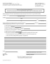 Document preview: DLSE Form 104 Application for Exemption From Provisions of the Industrial Welfare Commission Order - California