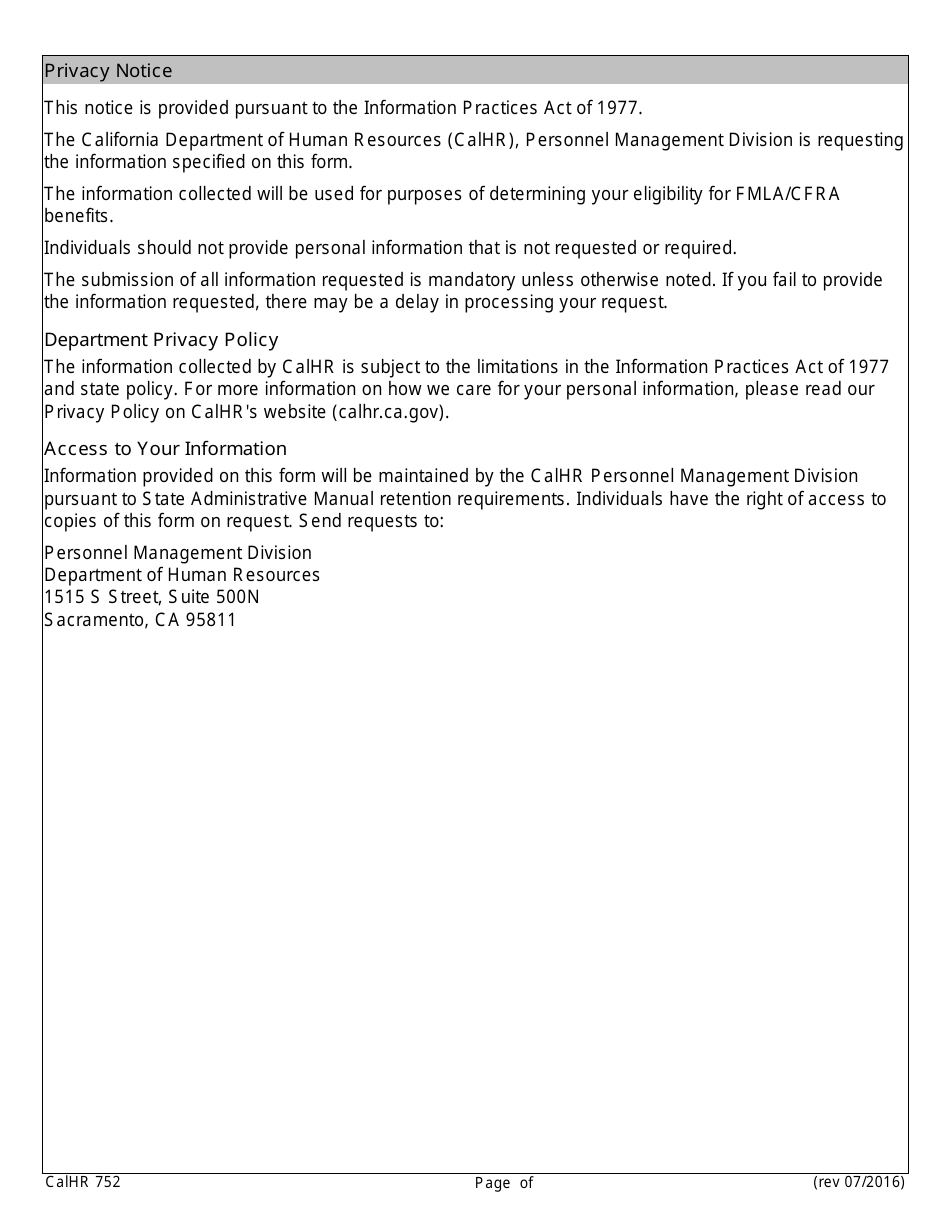 Form CALHR752 Notice of Eligibility and Rights and Responsibilities - California, Page 3