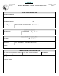 Form BGC-CIU001 Bureau of Gambling Control - Incident Report Form - California