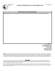 Form BGC-CIU001 Bureau of Gambling Control - Incident Report Form - California, Page 2