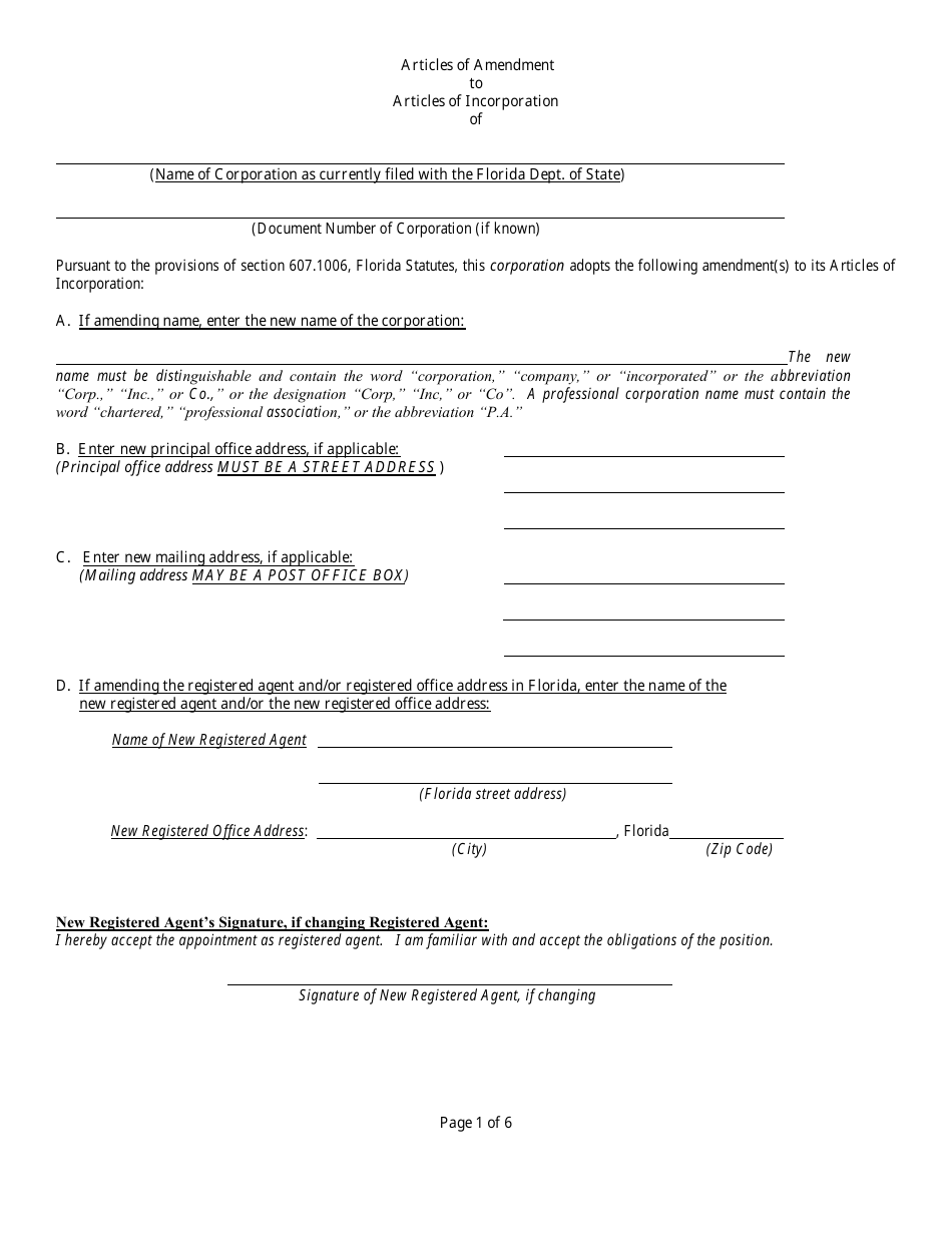 Form INHS78 Articles of Amendment to Articles of Incorporation - Florida, Page 3