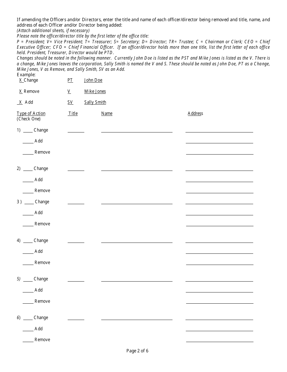 Form INHS78 Articles of Amendment to Articles of Incorporation - Florida, Page 4