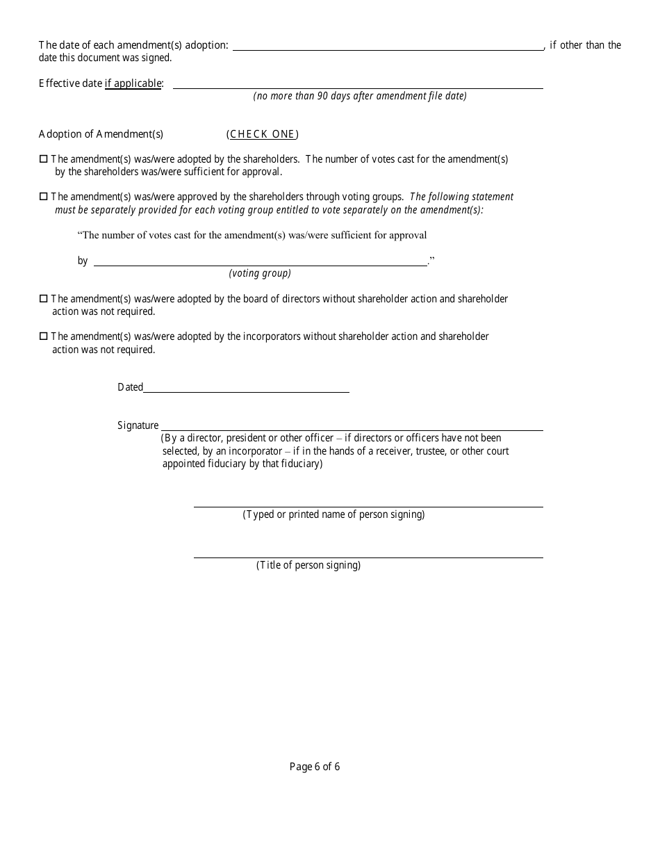 Form INHS78 Articles of Amendment to Articles of Incorporation - Florida, Page 8
