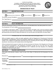 Document preview: Form HCD476.6B Designation of Trust - California