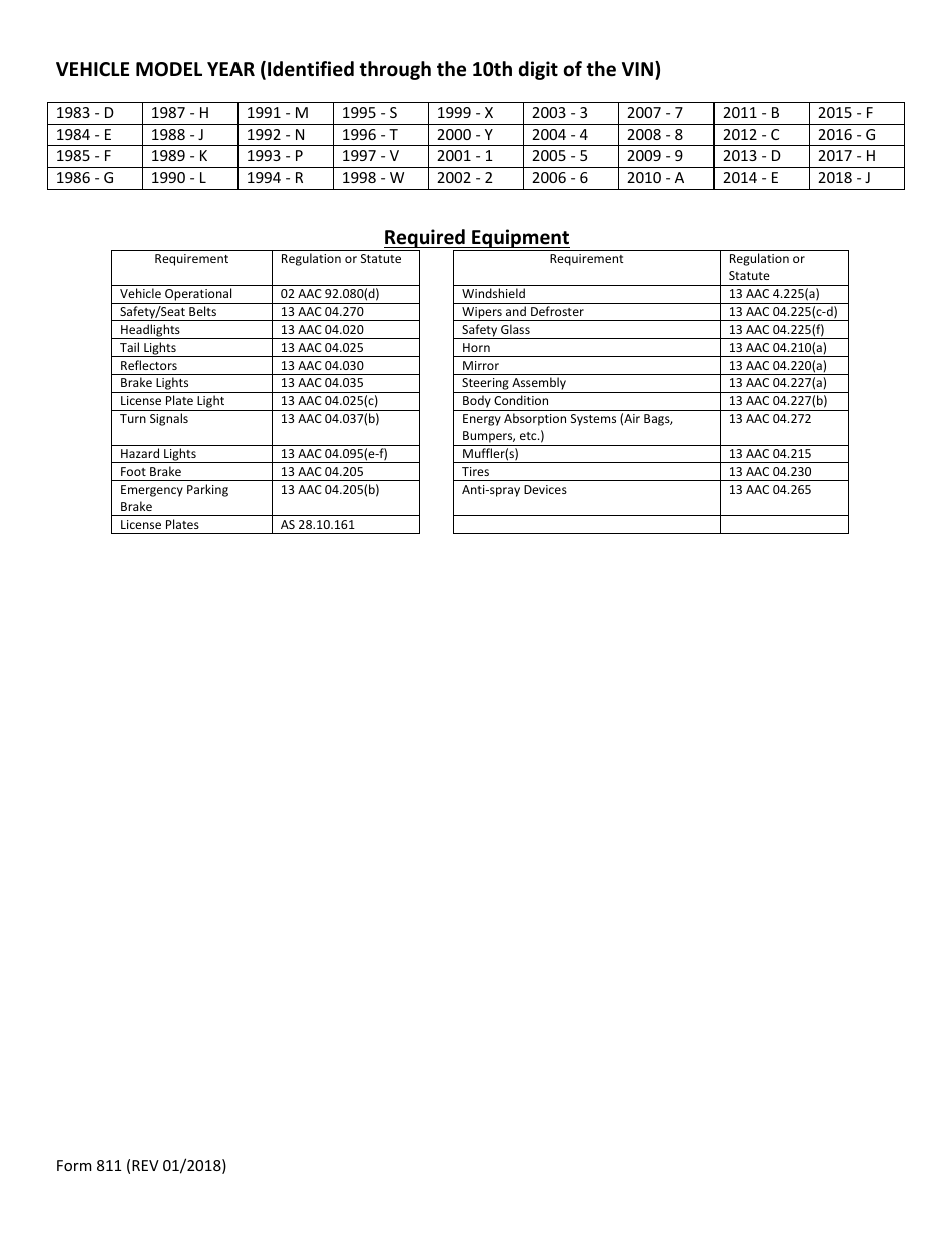 Form 811 Verification of Vehicle - Alaska, Page 2