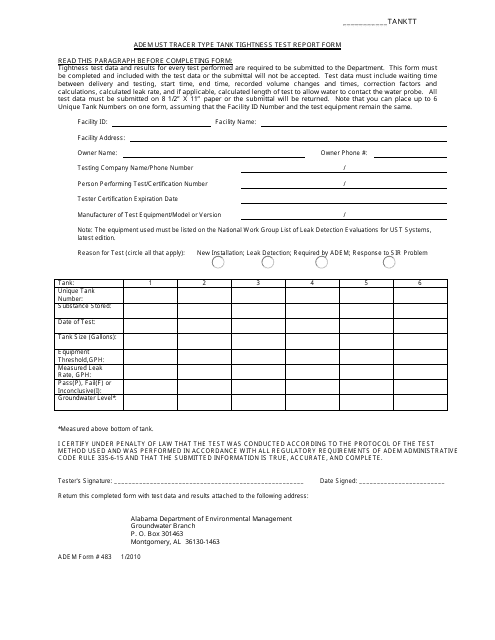 ADEM Form 483  Printable Pdf