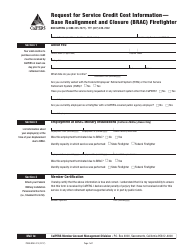 Document preview: Form PERS-MSD-374 Request for Service Credit Cost Information ' Base Realignment and Closure (Brac) Firefighter - California